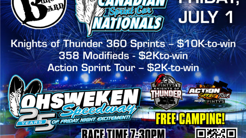 16TH RUNNING OF CANADIAN SPRINT CAR NATIONALS SET TO GO JULY 1ST AT OHSWEKEN (ON)
