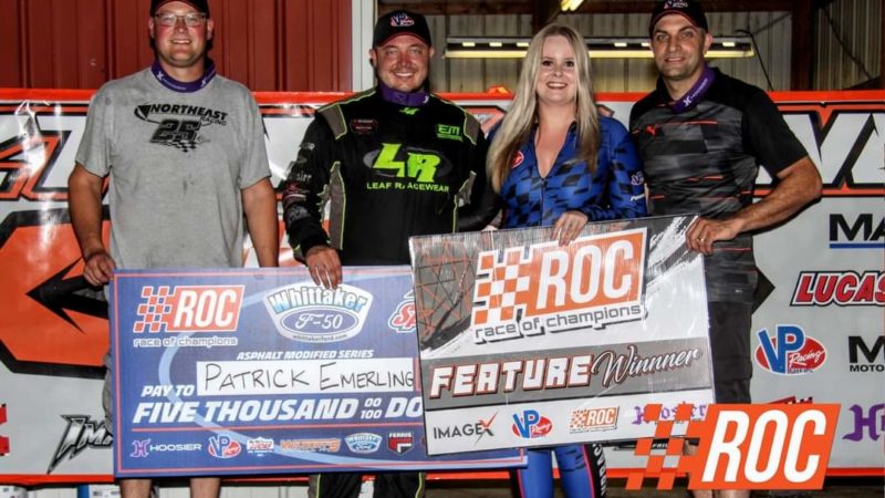 PATRICK EMERLING RUNS TO RACE OF CHAMPIONS MODIFIED SERIES WIN  IN $5,000-TO-WIN AT SPENCER SPEEDWAY (NY)